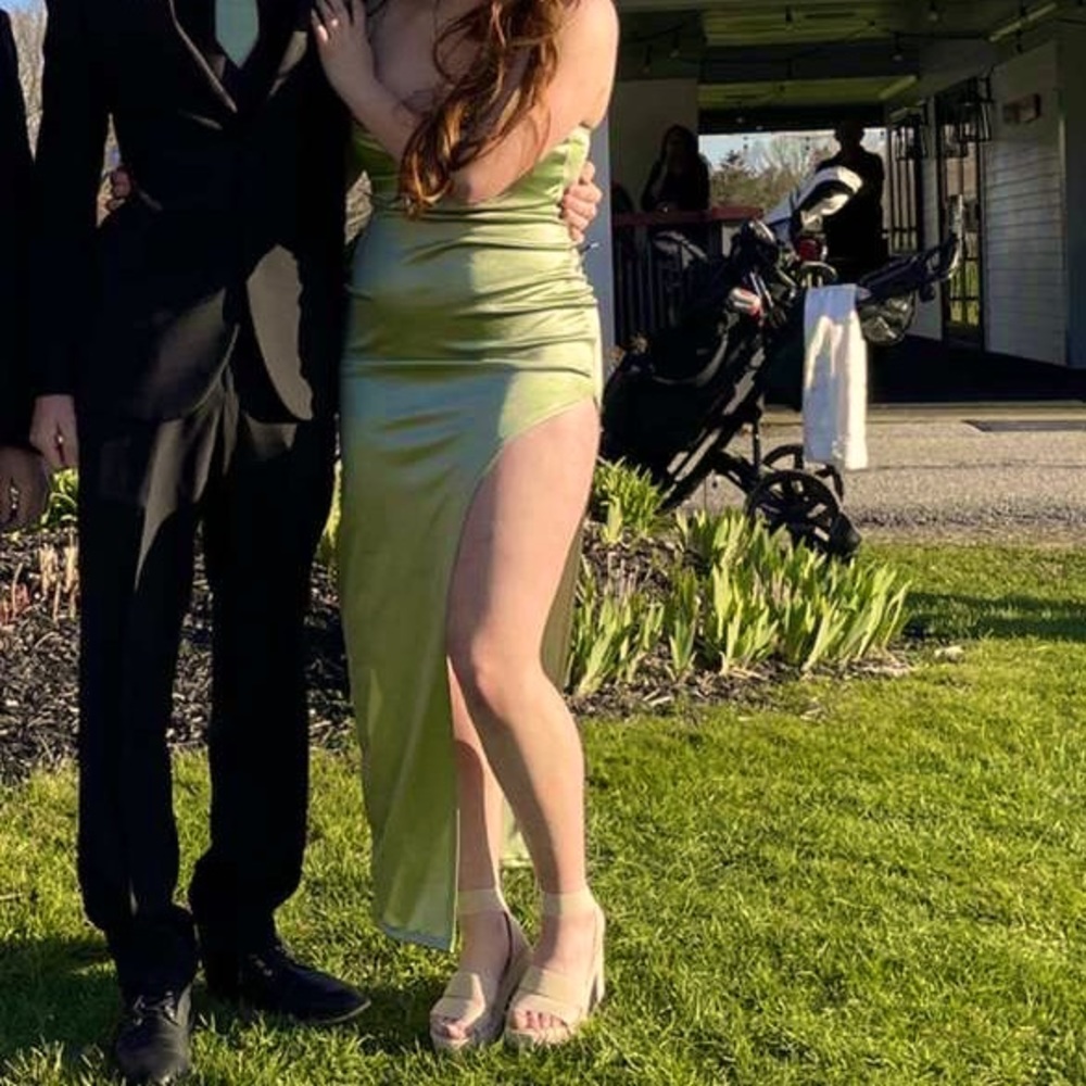 Sage green maxi dress with slit